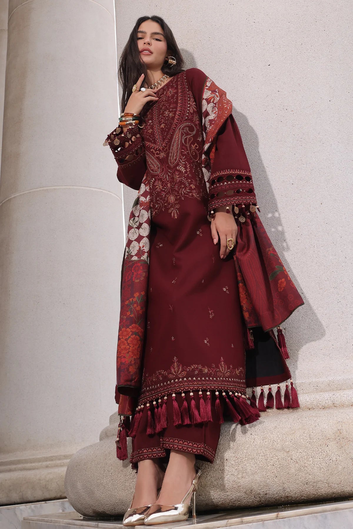 Poshima Embroidered Peach Leather Collection Vol 3 | PSW6-18