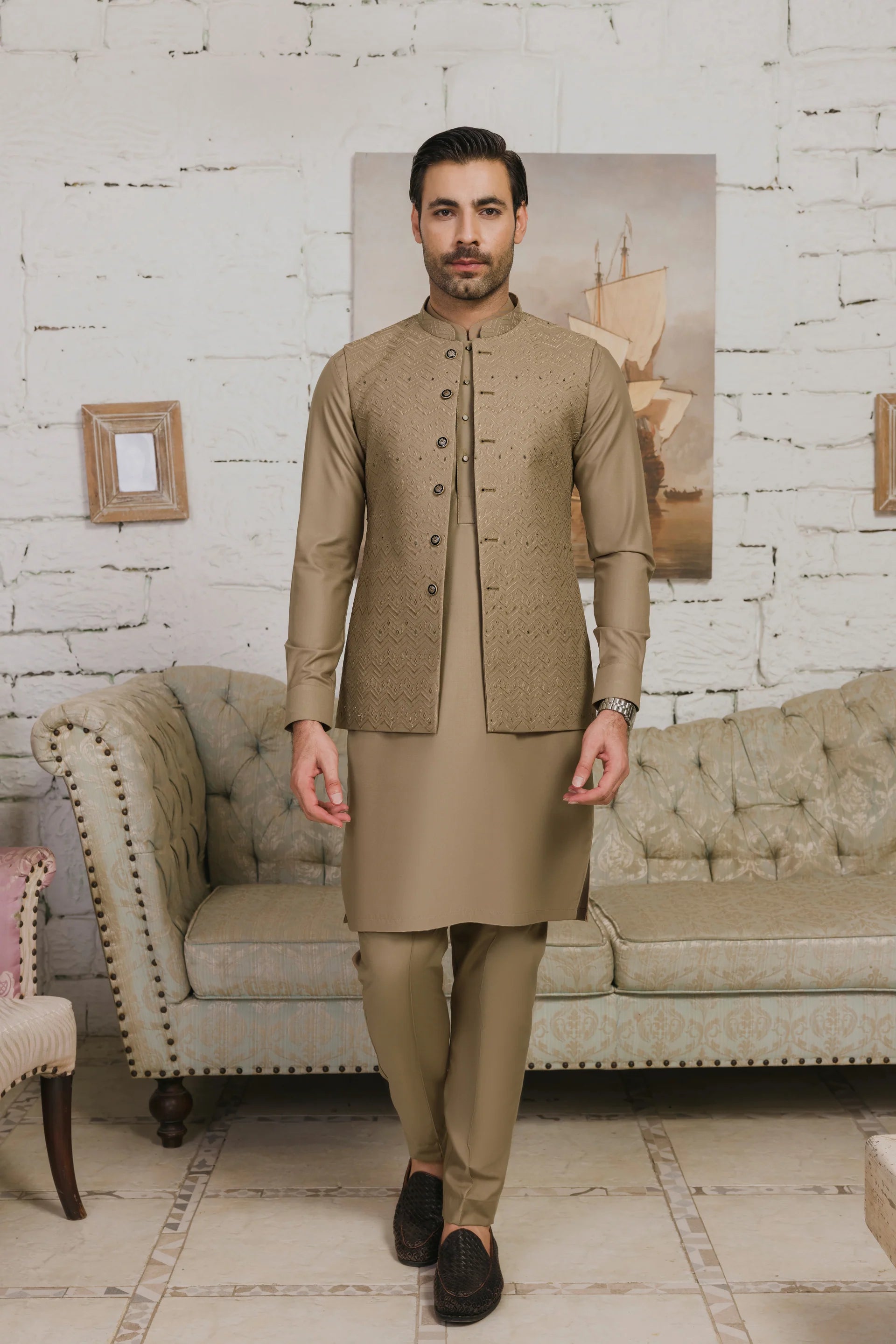 Nayab Wash & Wear With Waistcoats D-10 | Chawla Fabrics