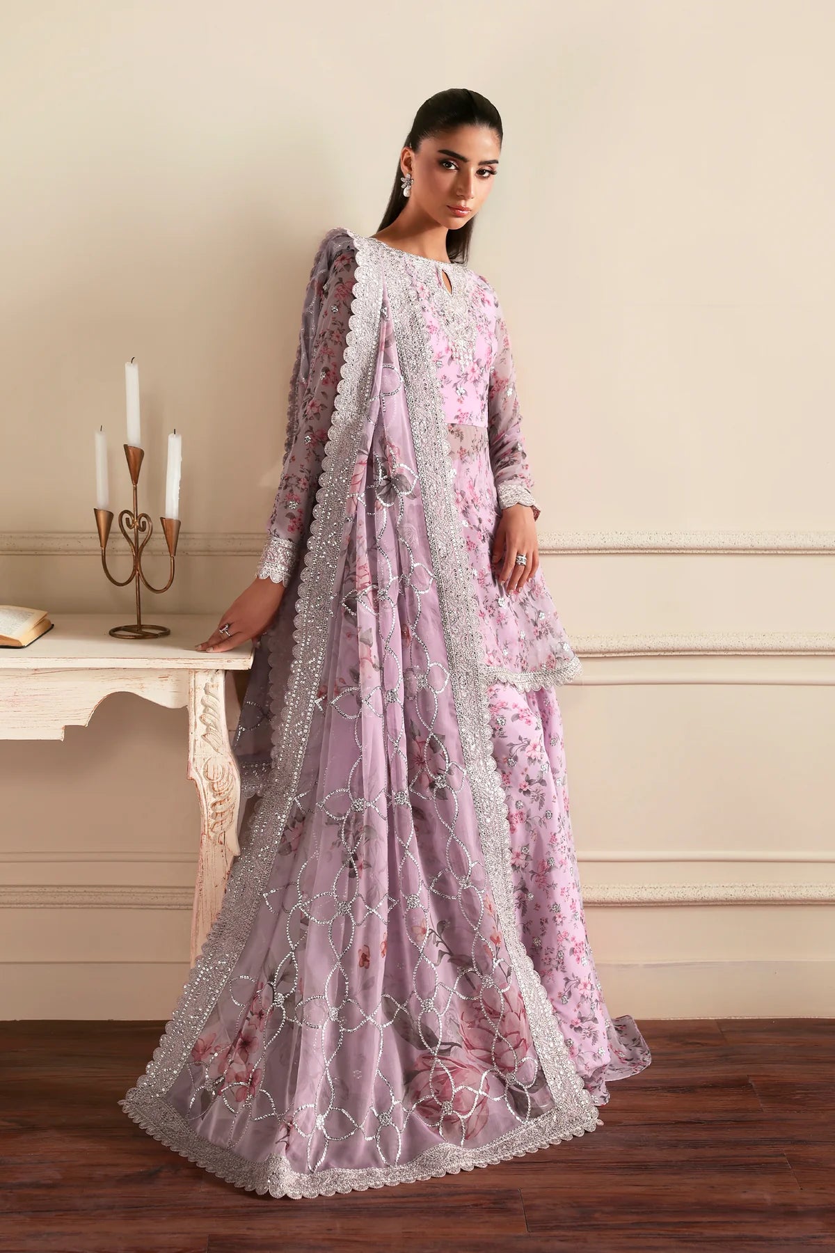 Zarif Siraya Printed Formal Unstitched 3Pc Chiffon Suit - HINNA
