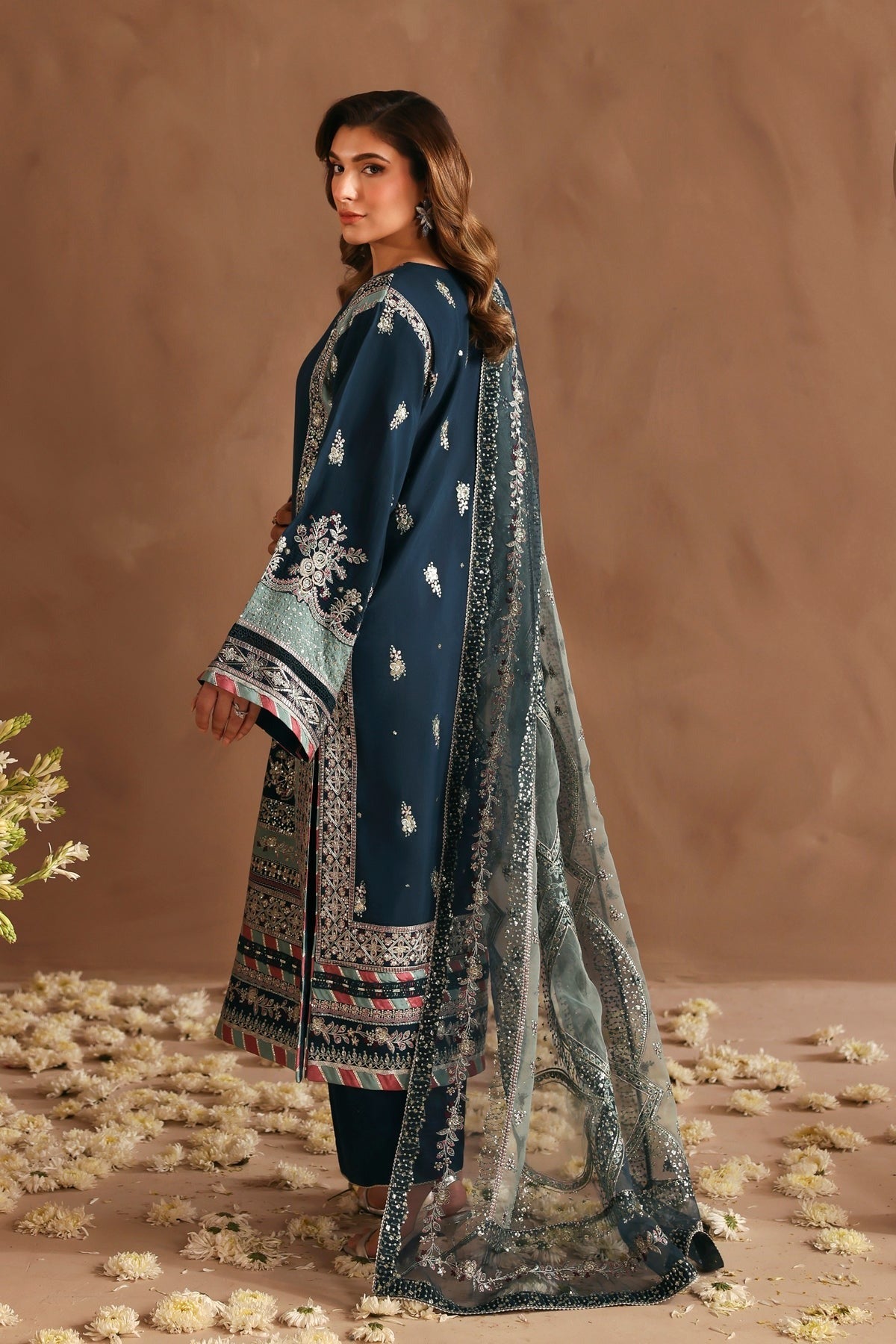 Neorah by Xenia D-09 ABAN | Formals Unstitched Raw Silk Embroidered 3 Piece Suit XE26UN - Festive Collection