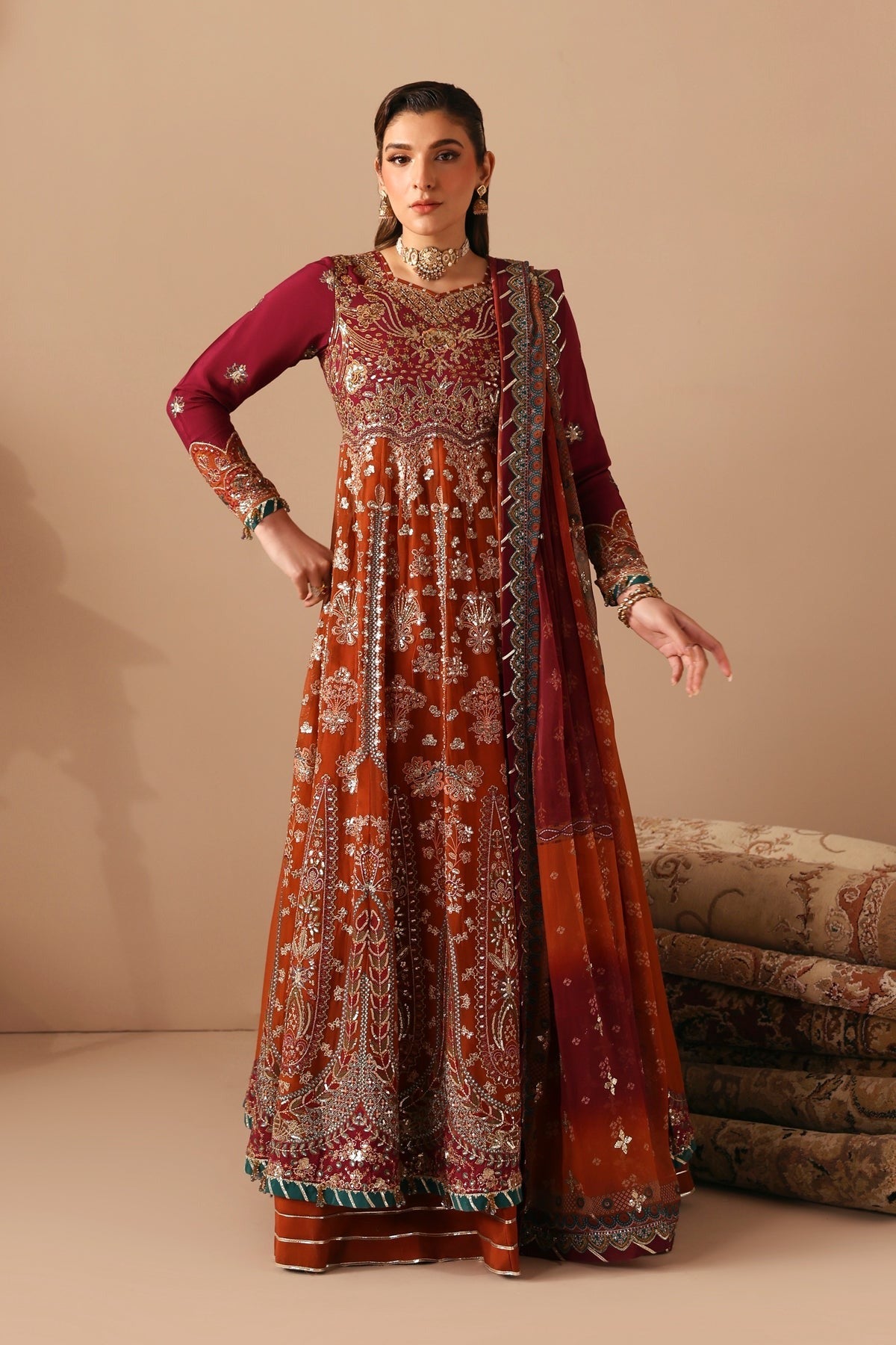 Neorah by Xenia D-03 IBTIHAL | Formals Unstitched Raw Silk Embroidered 3 Piece Suit XE26UN - Festive Collection
