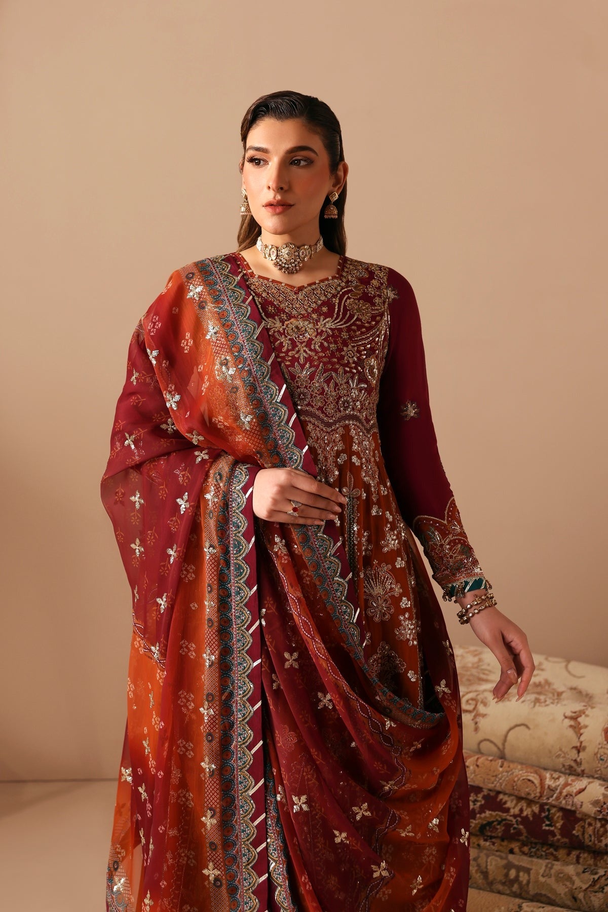Neorah by Xenia D-03 IBTIHAL | Formals Unstitched Raw Silk Embroidered 3 Piece Suit XE26UN - Festive Collection