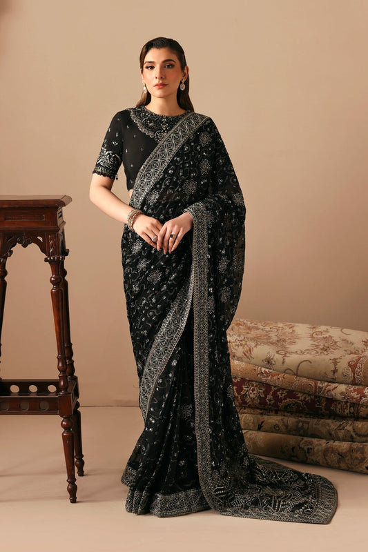 Neorah by Xenia D-10 QAILAH | Formals Unstitched Raw Silk Embroidered Saree XE26UN  - Festive Collection