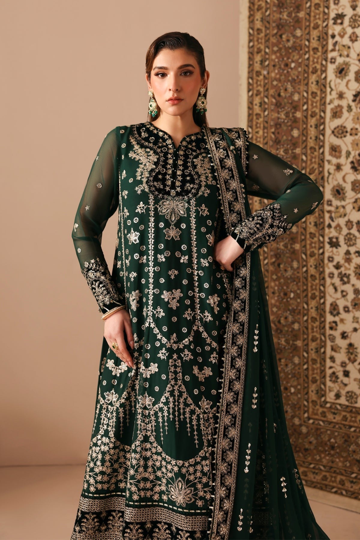 Neorah by Xenia D-05 QAIFA| Formals Unstitched Chiffon Embroidered 3 Piece Suit XE26UN - Festive Collection