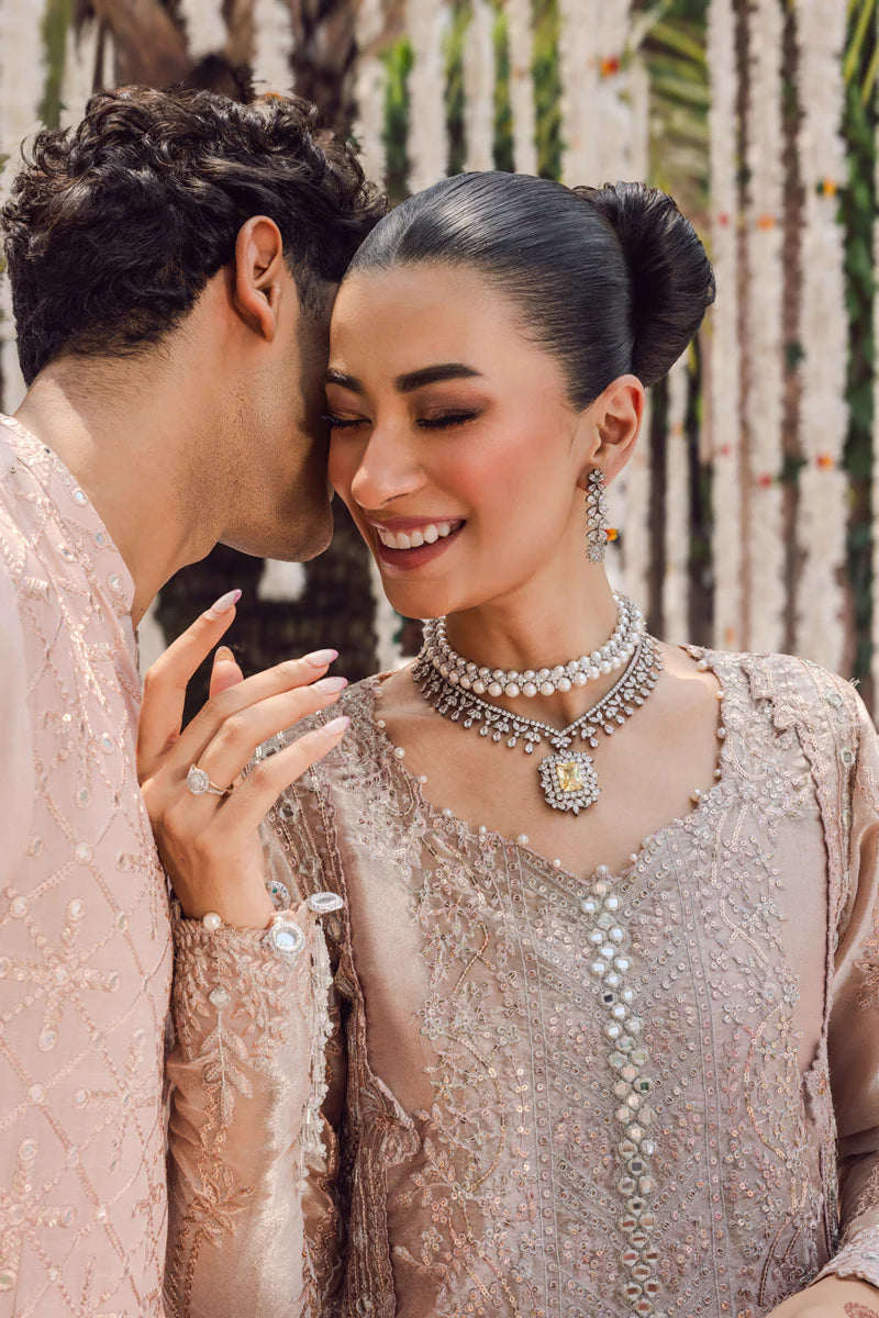 Nayab - Pink Handwork Embroidered Zari Organza Luxury Formal Unstitched Suit | Rang Rasiya