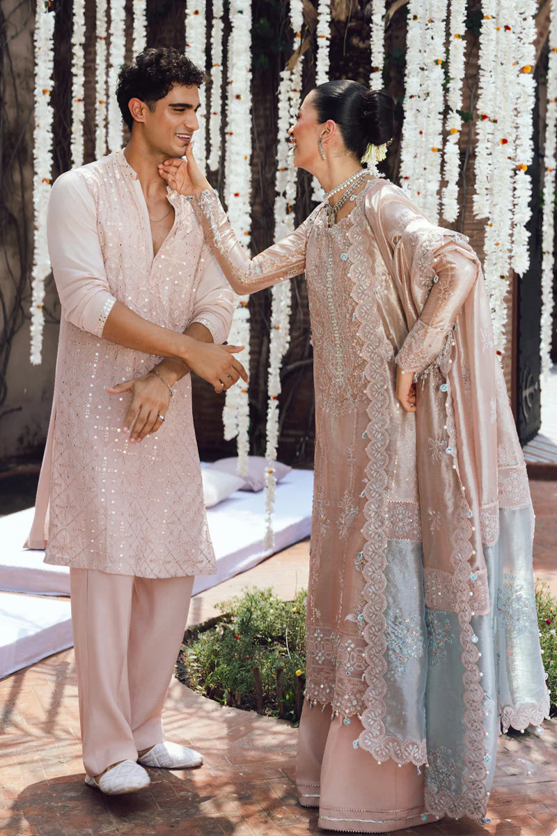 Nayab - Pink Handwork Embroidered Zari Organza Luxury Formal Unstitched Suit | Rang Rasiya
