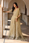 Rang Rasiya Zaiena - Amber Gold Embroidered Chiffon Formal Suit (Unstitched)