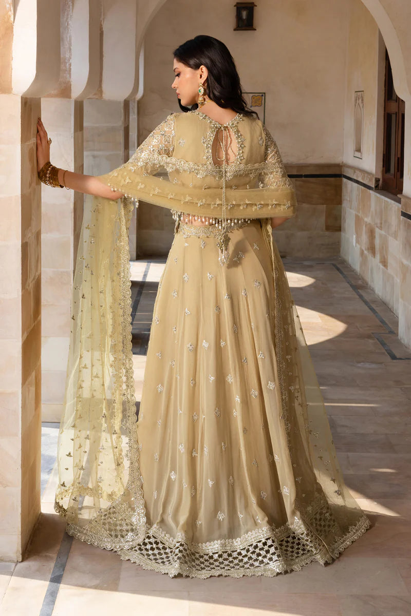 Rang Rasiya Zaiena - Amber Gold Embroidered Chiffon Formal Suit (Unstitched)