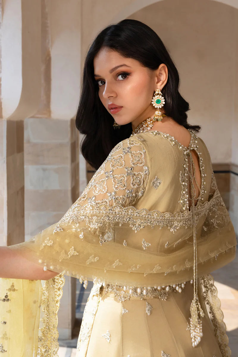 Rang Rasiya Zaiena - Amber Gold Embroidered Chiffon Formal Suit (Unstitched)