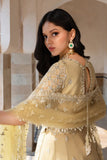 Rang Rasiya Zaiena - Amber Gold Embroidered Chiffon Formal Suit (Unstitched)
