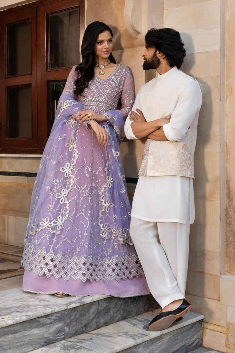 Rang Rasiya  by CHIFFON FORMALS Basma - Crystal Lilac Embroidered Chiffon Formal Suit (Unstitched 3-Piece)
