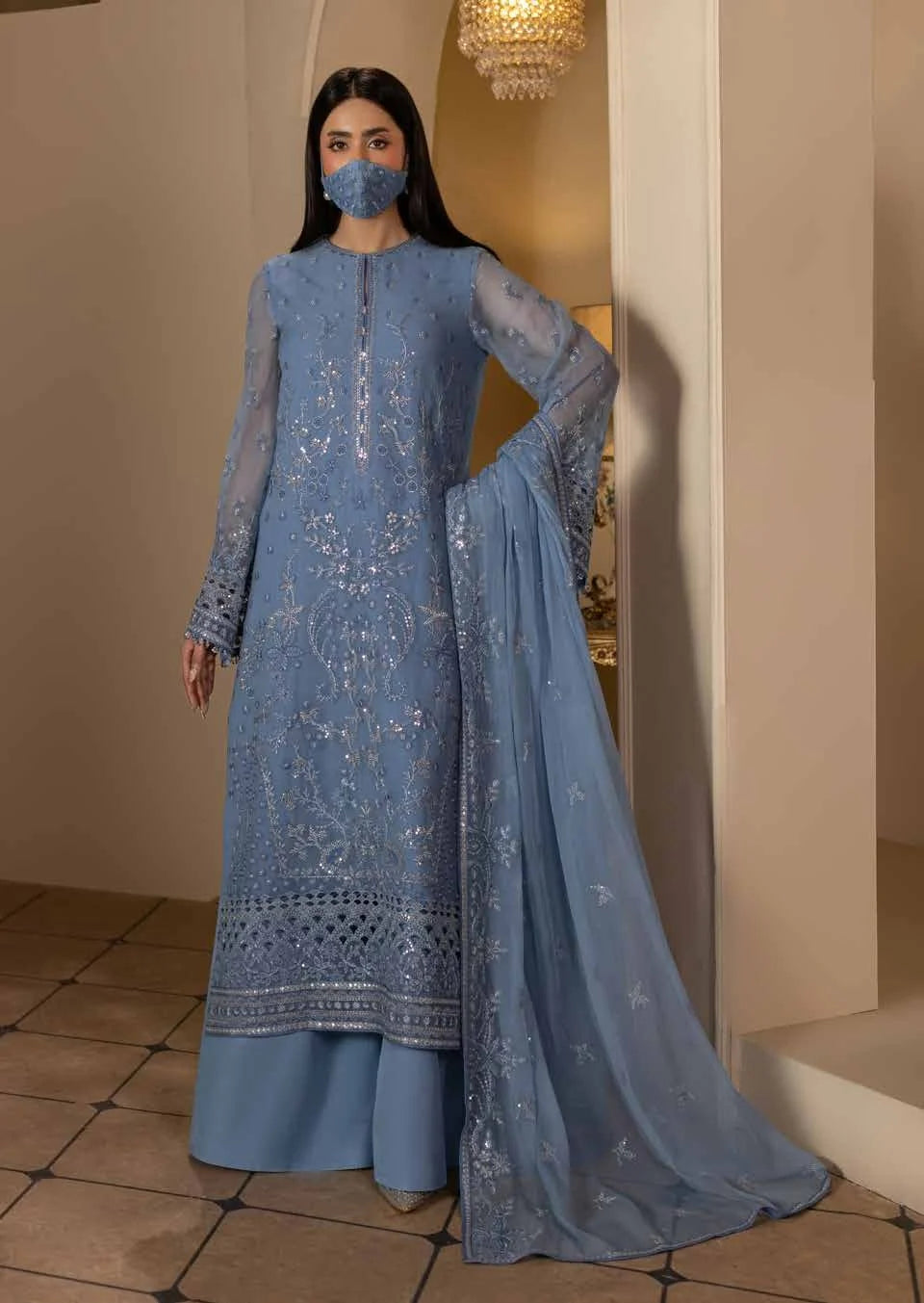 Chandani Kuch Khas By Flossie Premium Chiffon 3pc Unstitched Suit - CH-103