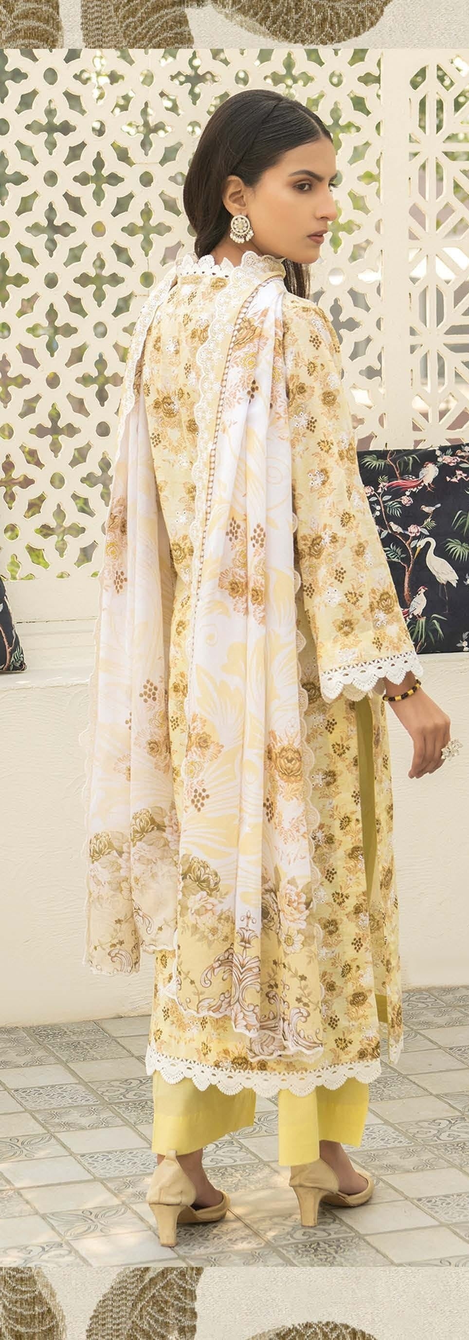 Mashaál by Riaz Arts – D/03     | Embroidered Lawn Shirt with Embroidered Lawn Voile Dupatta