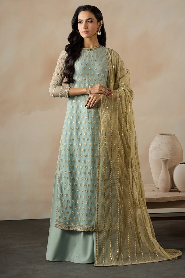 Zarif "AZHARA" (ZRF-DK-02) Sequins Embroidered Net 3-Piece Festive Collection