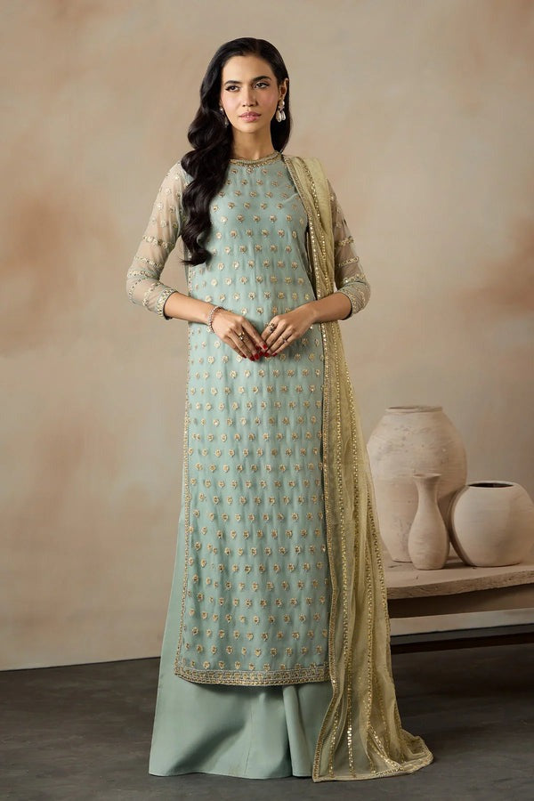Zarif "AZHARA" (ZRF-DK-02) Sequins Embroidered Net 3-Piece Festive Collection