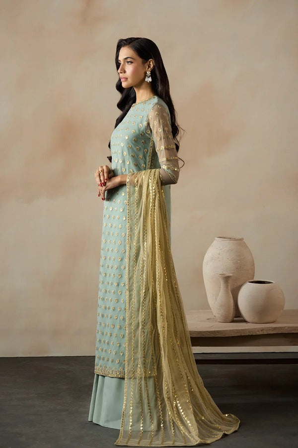 Zarif "AZHARA" (ZRF-DK-02) Sequins Embroidered Net 3-Piece Festive Collection