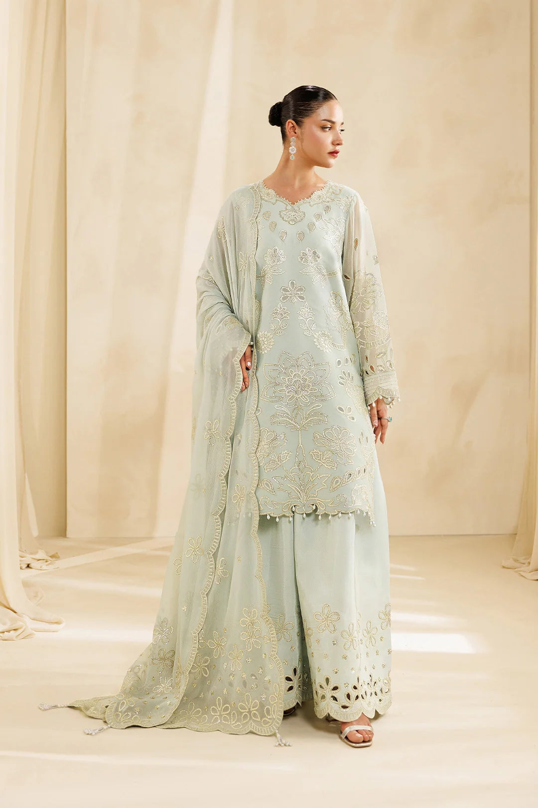 Sireine by Alizeh unstitched festive and luxury chiffon | AF-CH-2297-Vanilla