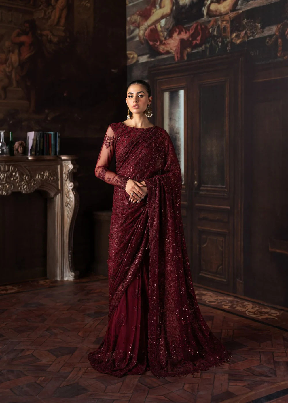 Zarif Rouge Formals ZRW 02 MABEL - Sequins Embroidered Net 3-Piece Suit