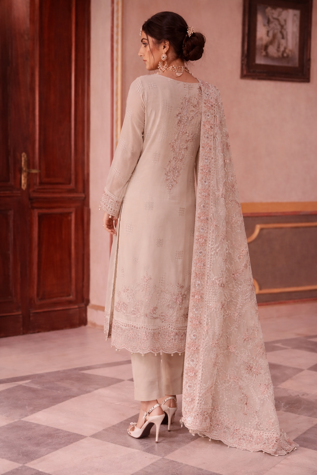 Ramsha Rashmi WA-512 – Embroidered Chiffon Shirt with Dupatta & Grip Trouser (3 Piece Suit)