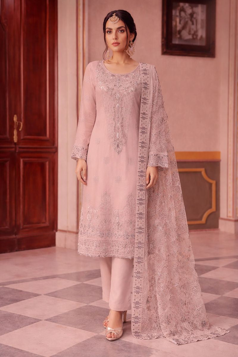 Ramsha Rashmi WB-512 – Embroidered Chiffon Shirt with Dupatta & Grip Trouser (3 Piece Suit)