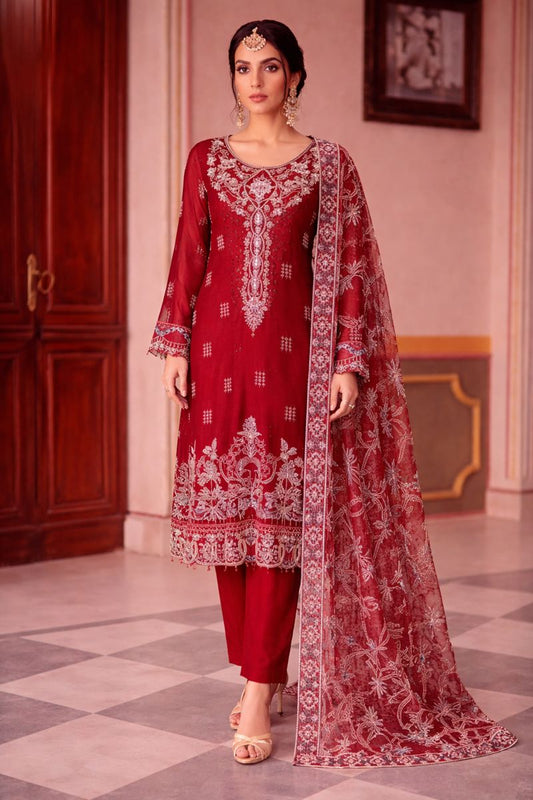 Ramsha Rashmi WC-512 – Embroidered Chiffon Shirt with Dupatta & Grip Trouser (3 Piece Suit)