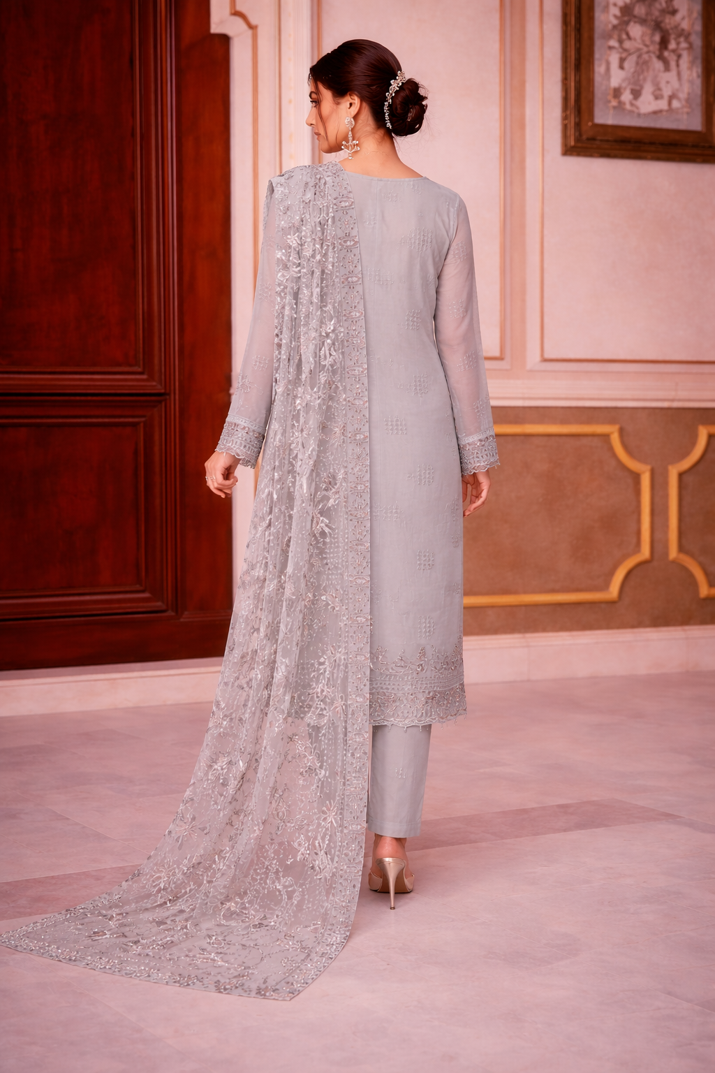 Ramsha Rashmi WD-512 – Embroidered Chiffon Shirt with Dupatta & Grip Trouser (3 Piece Suit)