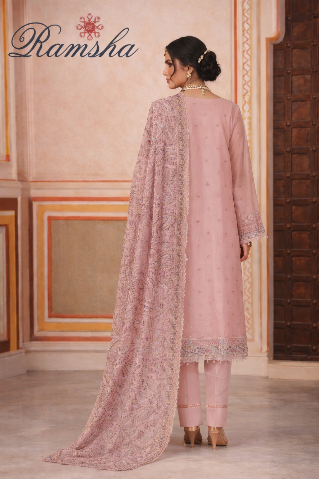 Ramsha Rashmi WC-519 Embroidered Chiffon Suit with Dupatta – 3 Piece Luxury Formal Wear