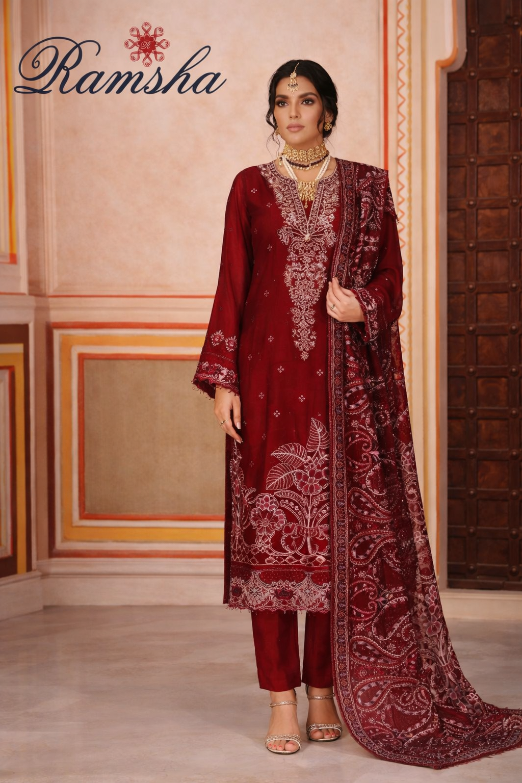 Ramsha Rashmi WE-519 Embroidered Chiffon Suit with Dupatta – 3 Piece Luxury Formal Wear