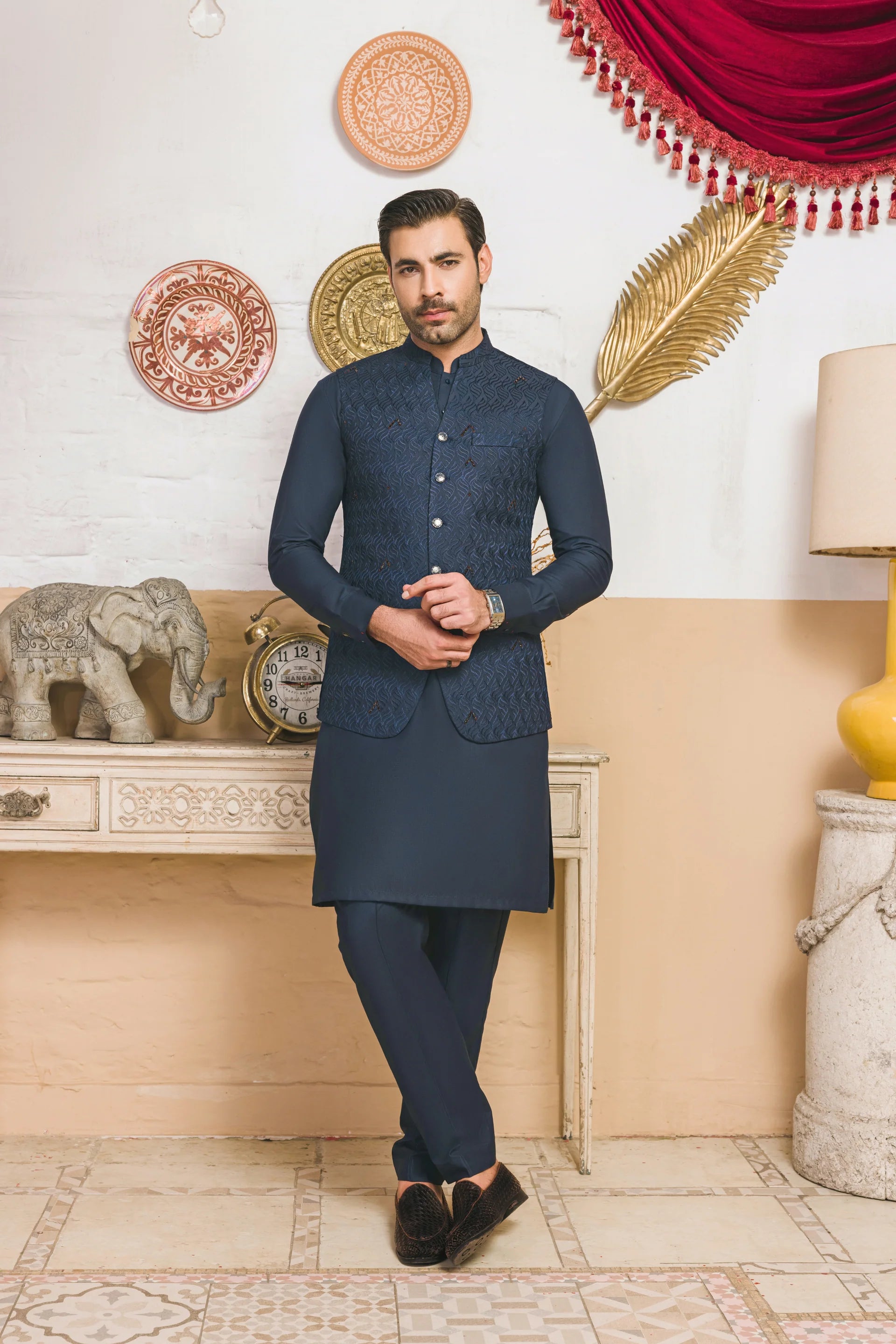 Nayab Wash & Wear With Waistcoats D-02 | Chawla Fabrics