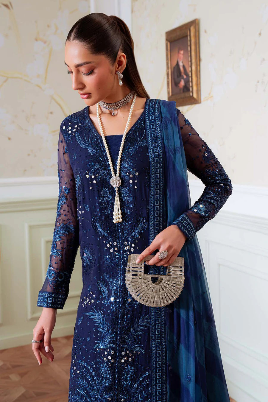 Nureh NEL-79  Embellished Embroidered Chiffon Unstitched Luxury Suit