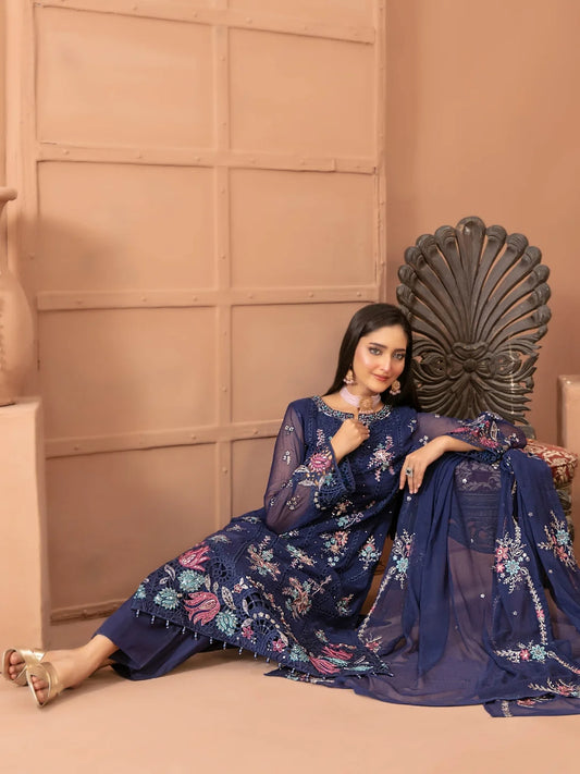 Tawakkal Fabrics Imsaal Embroidered Fancy Chiffon Suit (D-4264)