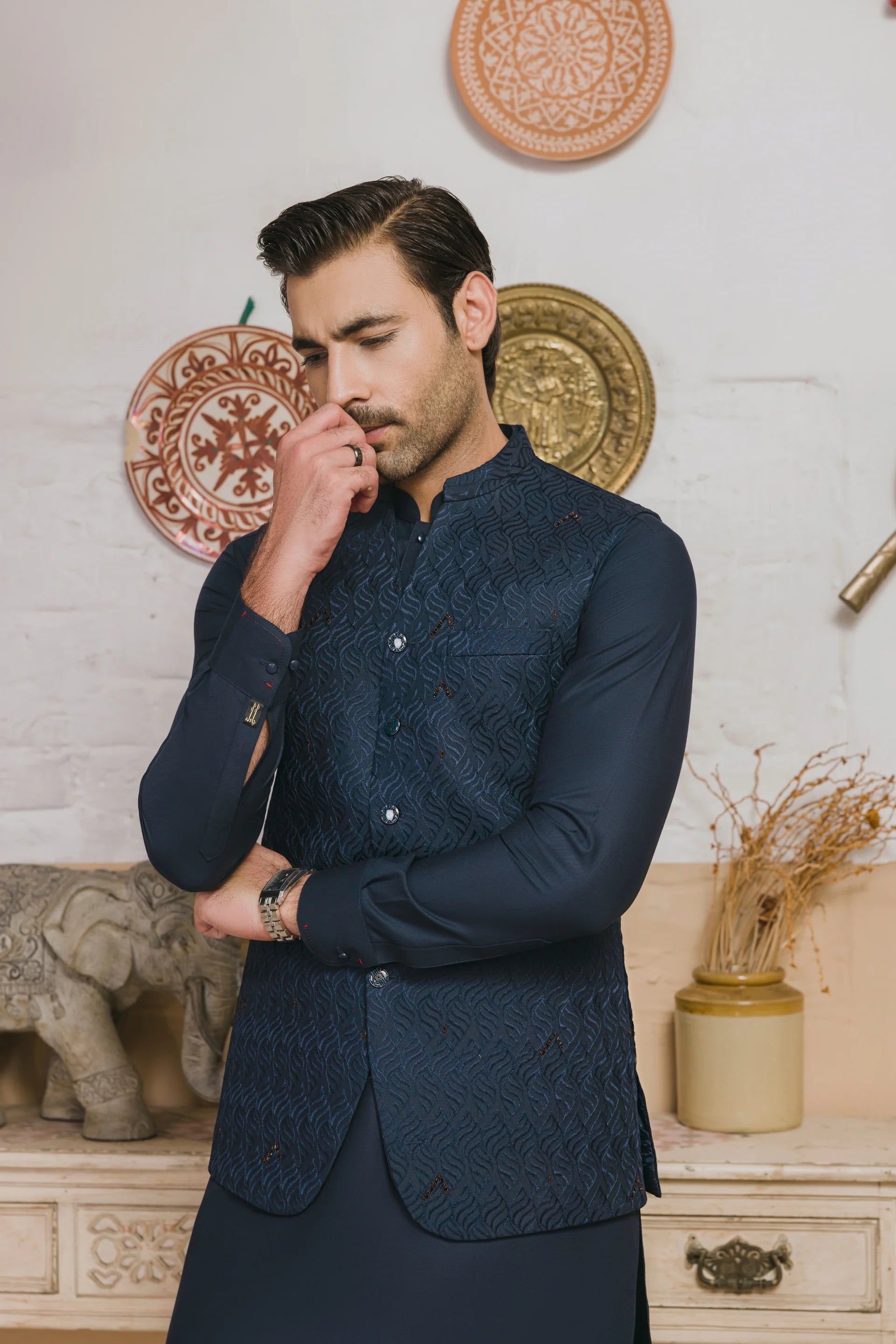 Nayab Wash & Wear With Waistcoats D-02 | Chawla Fabrics