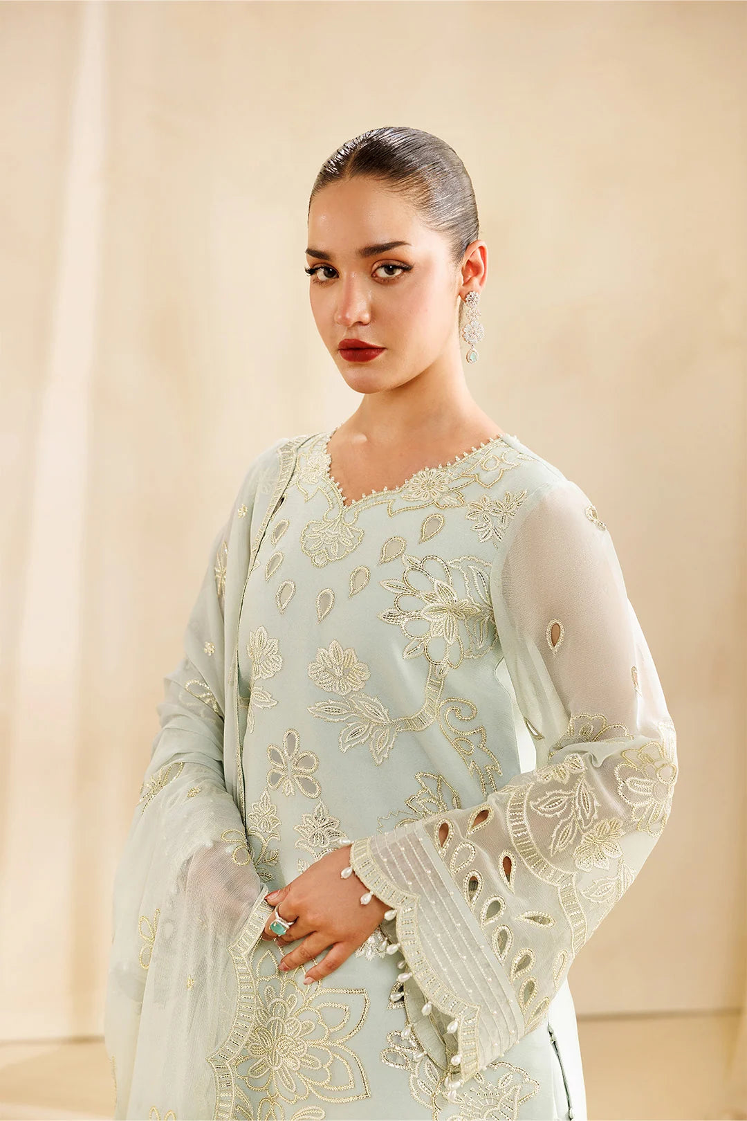 Sireine by Alizeh unstitched festive and luxury chiffon | AF-CH-2297-Vanilla