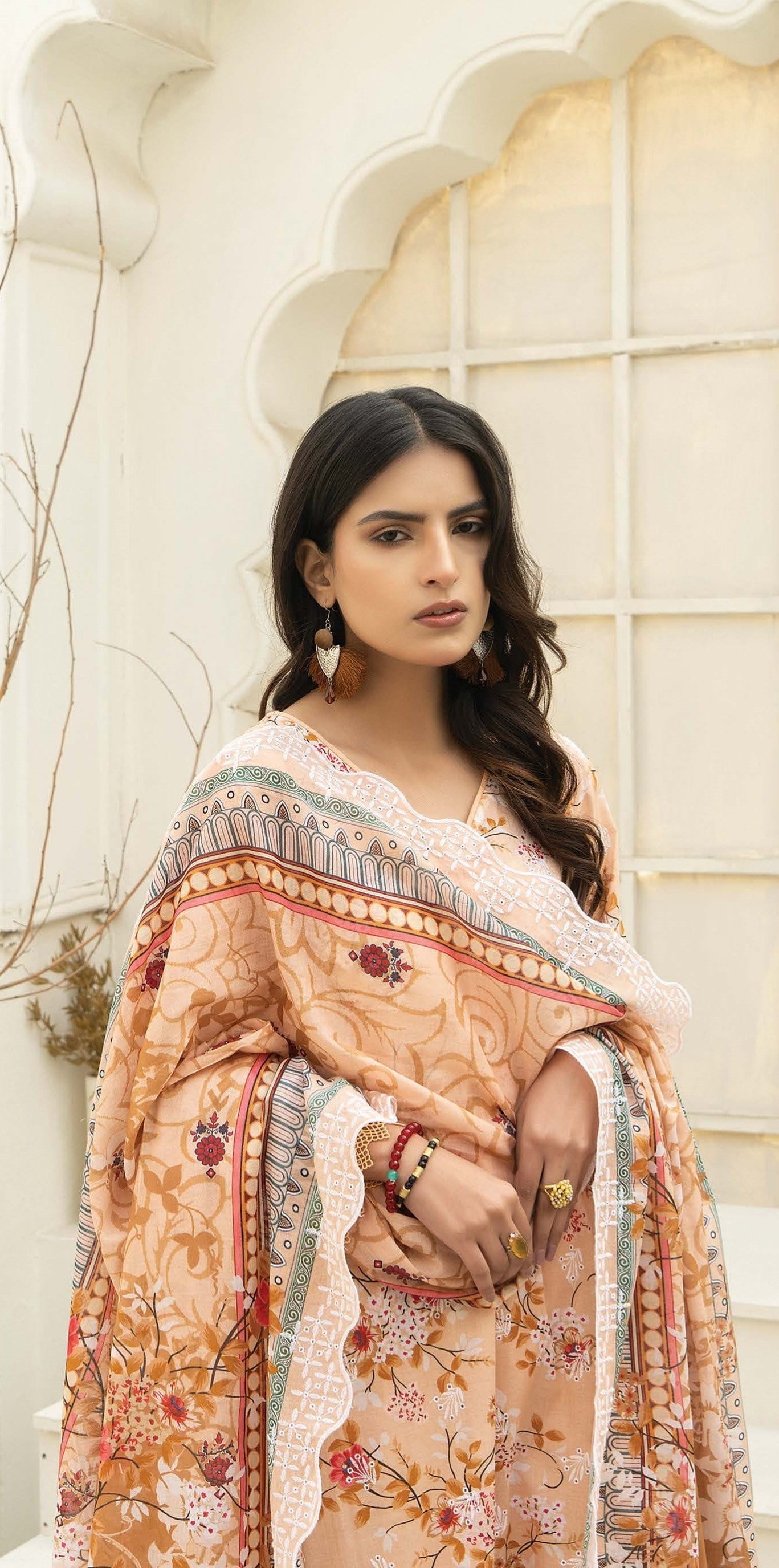 Mashaál by Riaz Arts – D/07 | Embroidered Lawn Shirt with Embroidered Lawn Voile Dupatta