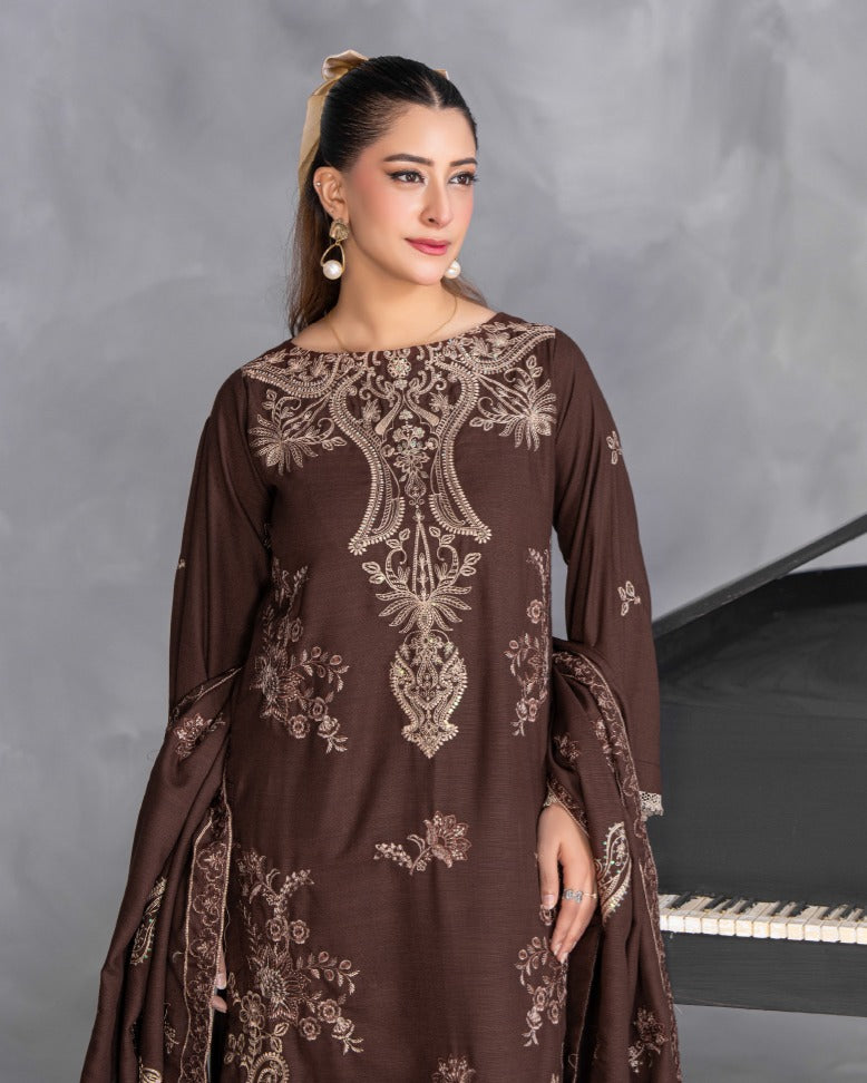 Airjet Fancy Wool Embroidered Suit with Wool Dupatta | Alif Volume 543