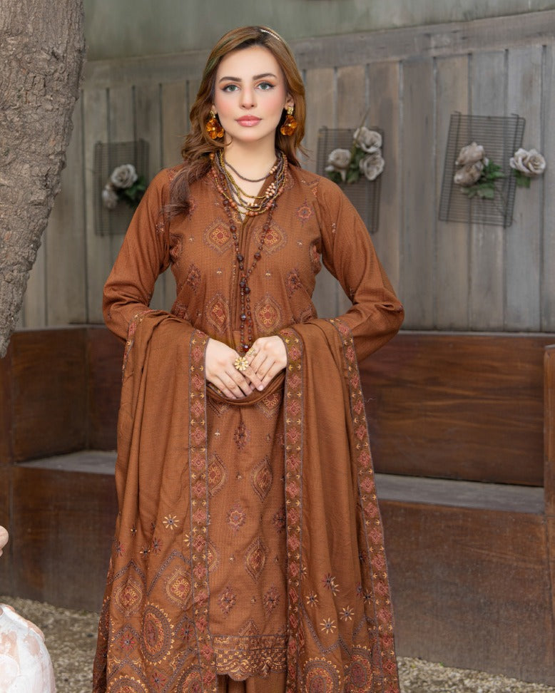 Airjet Fancy Wool Sparkel Embroidered Suit | Alif Vol-527  (Design - 01)