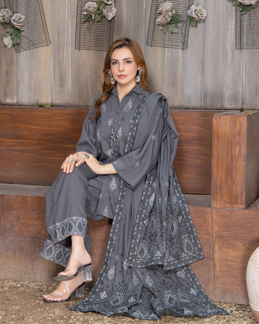 Airjet Fancy Wool Sparkel Embroidered Suit | Alif Vol-527  (Design - 02)