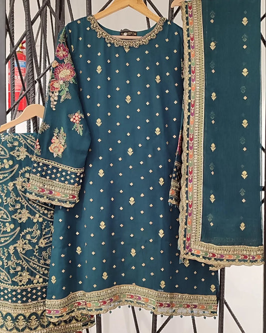Sada Bahar Afsanee | Stitched Embroidered 3Pc Chiffon Festive Wear