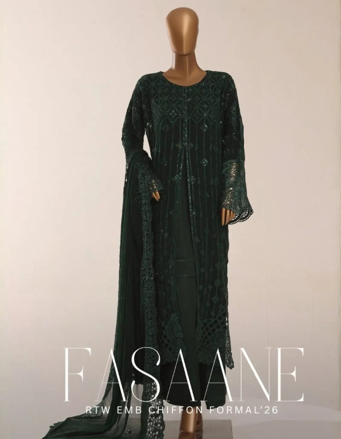 Fasaane by HZ Textile | Stitched Embroidered Chiffon Formal ’26