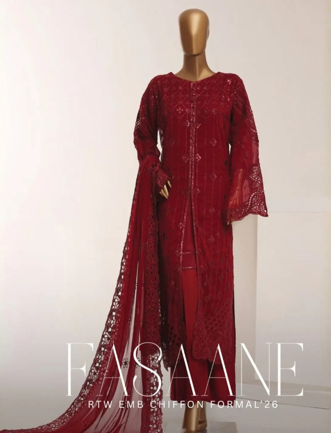Fasaane by HZ Textile | Stitched Embroidered Chiffon Formal '26