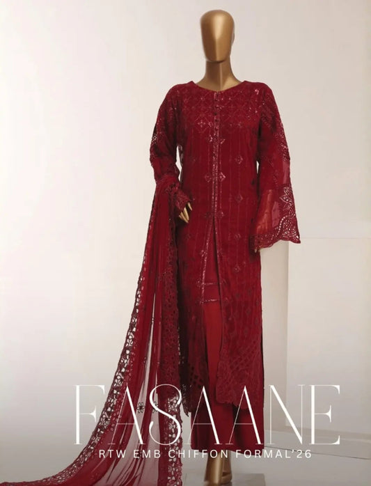 Fasaane by HZ Textile | Stitched Embroidered Chiffon Formal '26