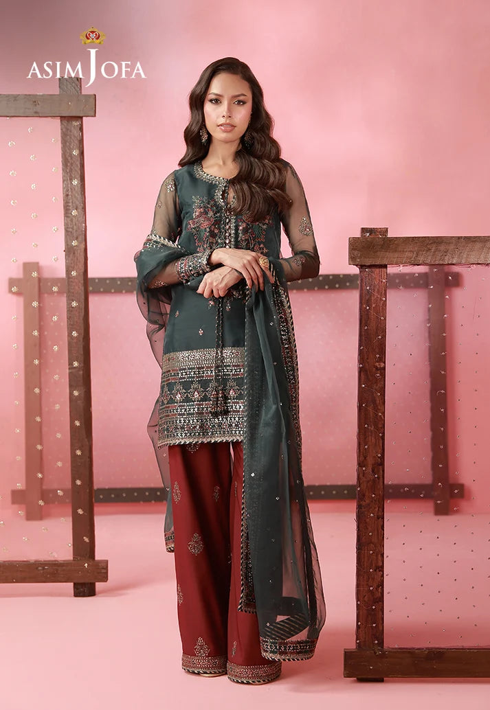 AJUFC-26  Embroidered Organza Unstitched 3 Pcs | ASIM JOFA