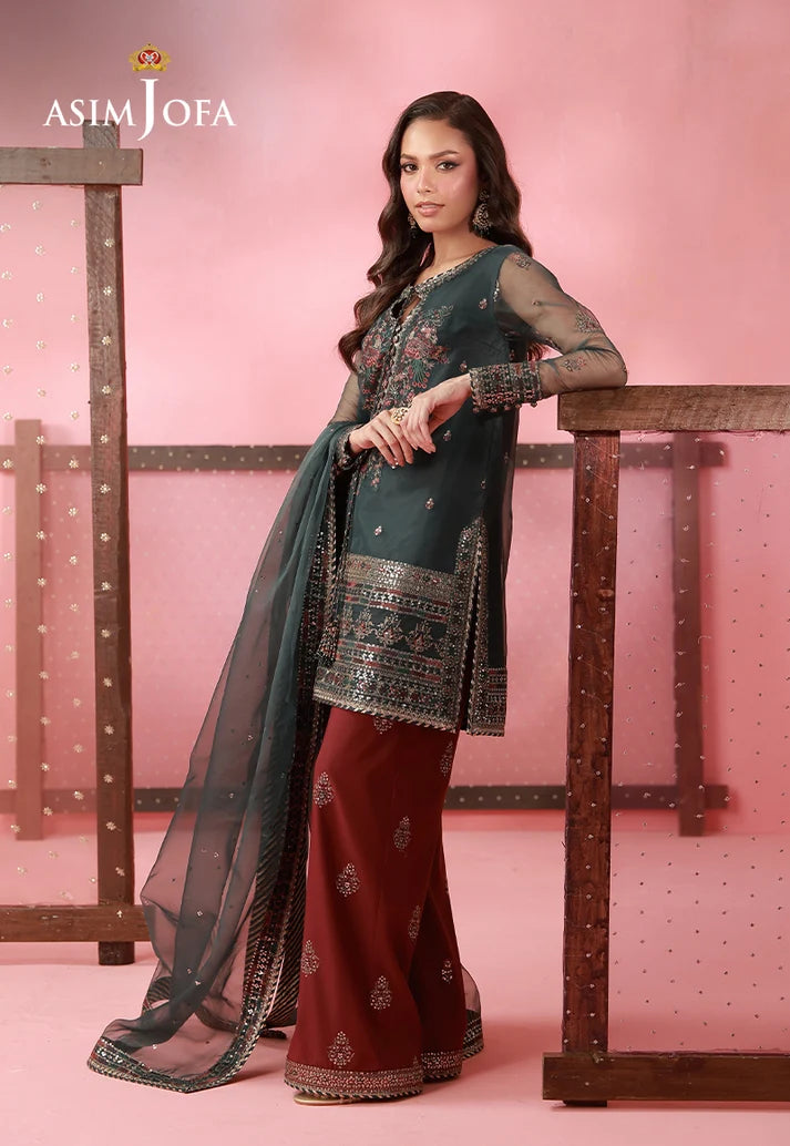 AJUFC-26  Embroidered Organza Unstitched 3 Pcs | ASIM JOFA