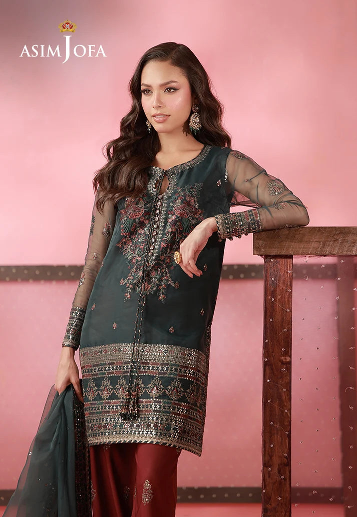 AJUFC-26  Embroidered Organza Unstitched 3 Pcs | ASIM JOFA