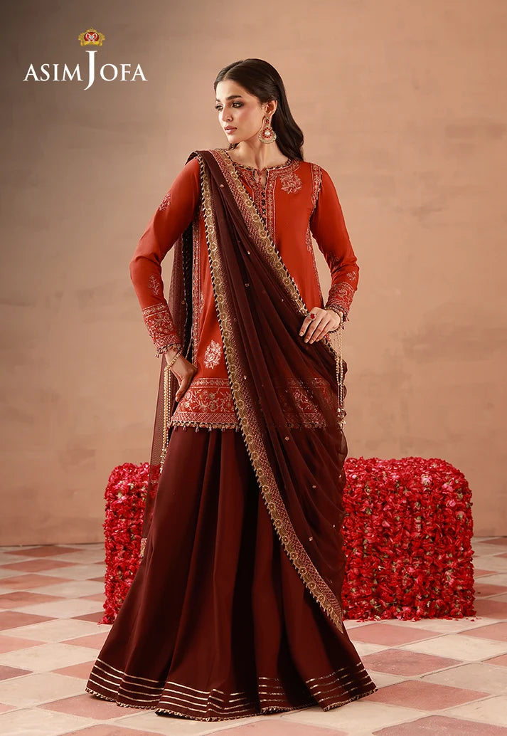 AJULFH-03 Embroidered Twisted Silk Unstitched 3 Pcs | ASIM JOFA