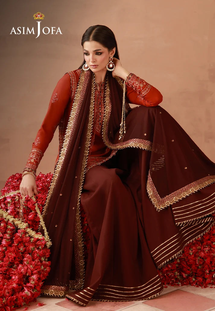 AJULFH-03 Embroidered Twisted Silk Unstitched 3 Pcs | ASIM JOFA