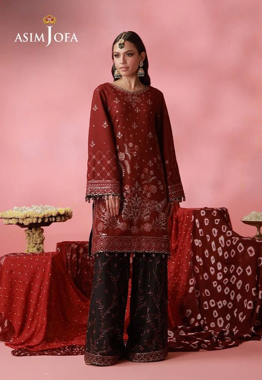 AJUFC-12  Embroidered Boski Silk Unstitched 2 Pcs | ASIM JOFA