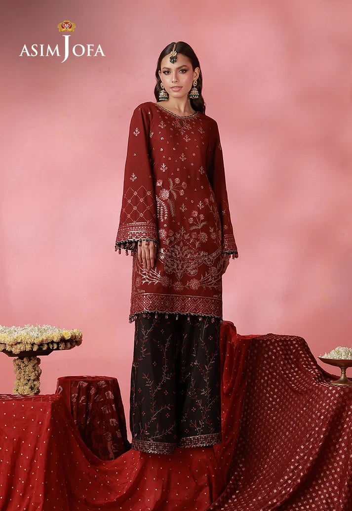 AJUFC-12  Embroidered Boski Silk Unstitched 2 Pcs | ASIM JOFA