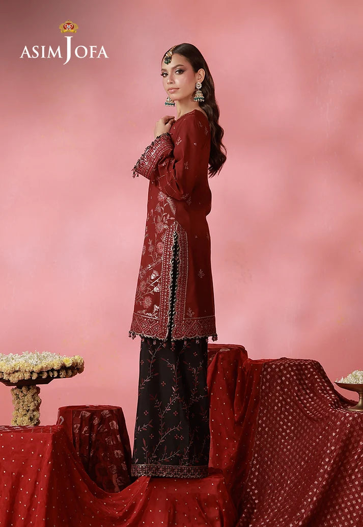AJUFC-12  Embroidered Boski Silk Unstitched 2 Pcs | ASIM JOFA