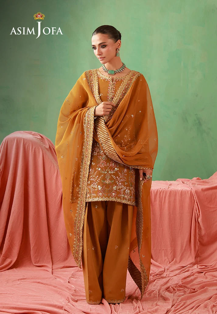 AJULFH-10 Embroidered Chiffon Unstitched 3 Pcs | ASIM JOFA
